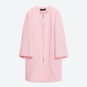 Zara NWT pastel pink round neck coat jacket. S